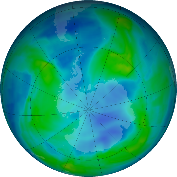 Antarctic ozone map for 01 May 2009